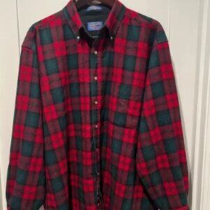 Vintage Pendleton Tartan 100% Virgin Wool Shirt, Red Green Plaid- Men’s XL